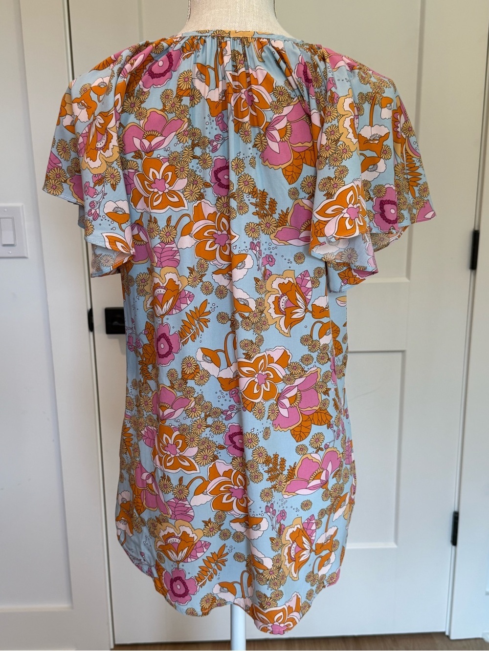 Boutique Floral Flutter Sleeve Blouse Top Retro Boho Cottagecore Size Small - Picture 4 of 9